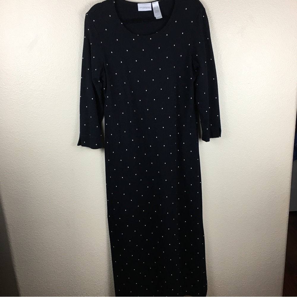 Liz Claiborne Liz & CO Women's Black White Polka Dot Maxi Dress Size Small